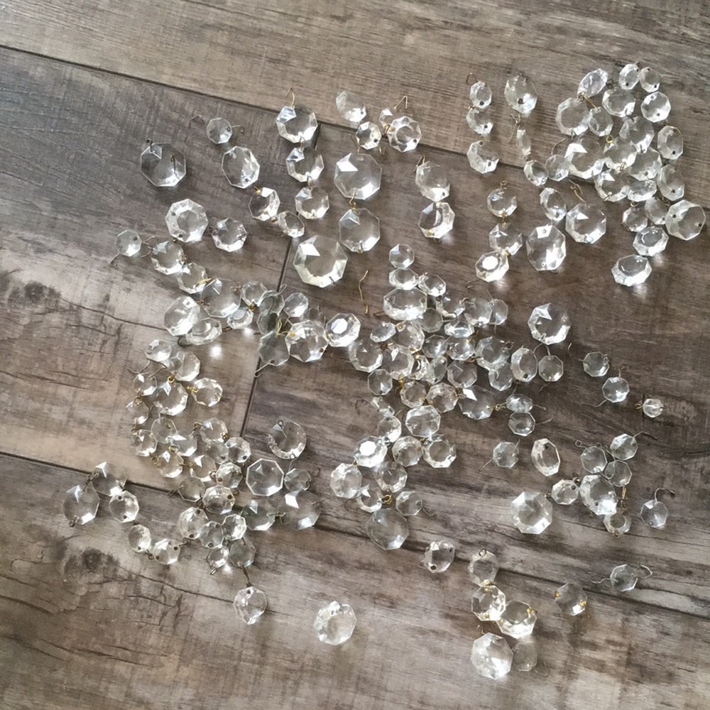 More than 120 different size chandelier prism hanging.